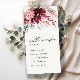 Bordsnumret ro Flora Pampas grasssätesdiagram Tack Kort