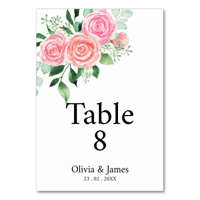 Bordsnumret ro och Eukalyptus Bröllop Bordsnummer (Framsidan)