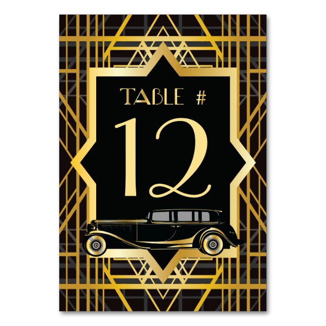 Bordsnumret Roaring Twenties Gatsby Stil Bordsnummer (Baksidan)
