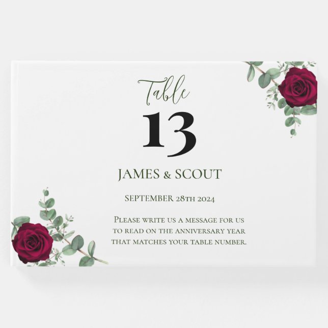 Bordsnumret röd ros Bröllop Gästböcker (Framsida)