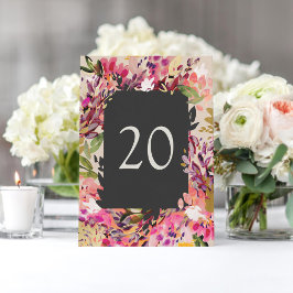 Bordsnumret Romantic Bouquet Shock rosa Black Inbjudningar