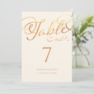 Bordsnumret Romantic Faux Guld Calligraphy Inbjudningar