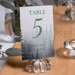 Bordsnumret Romantic Forest Träd Thmet BRÖLLOP Tack Kort