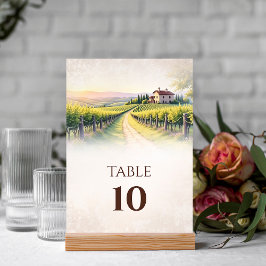 Bordsnumret Romantic Vineyard Rustic Bröllop Bordsnummer
