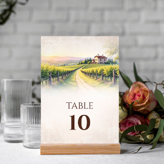 Bordsnumret Romantic Vineyard Rustic Bröllop Bordsnummer