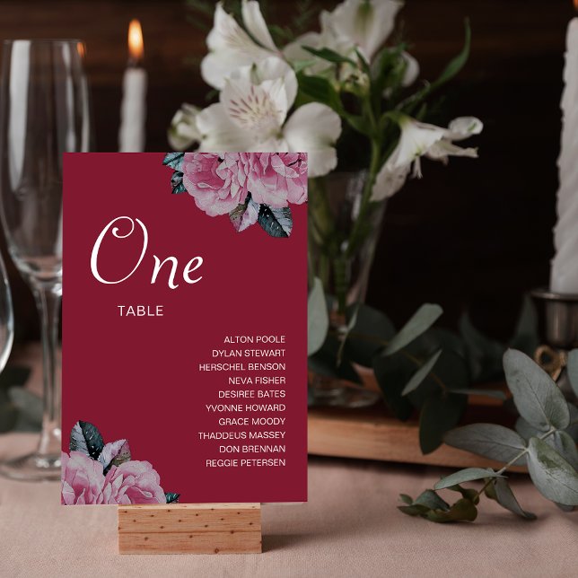 Bordsnumret Romantisk blomma Bröllop Guest Namn Bordsnummer (Romantic Flower Wedding Guest Names Table Number)