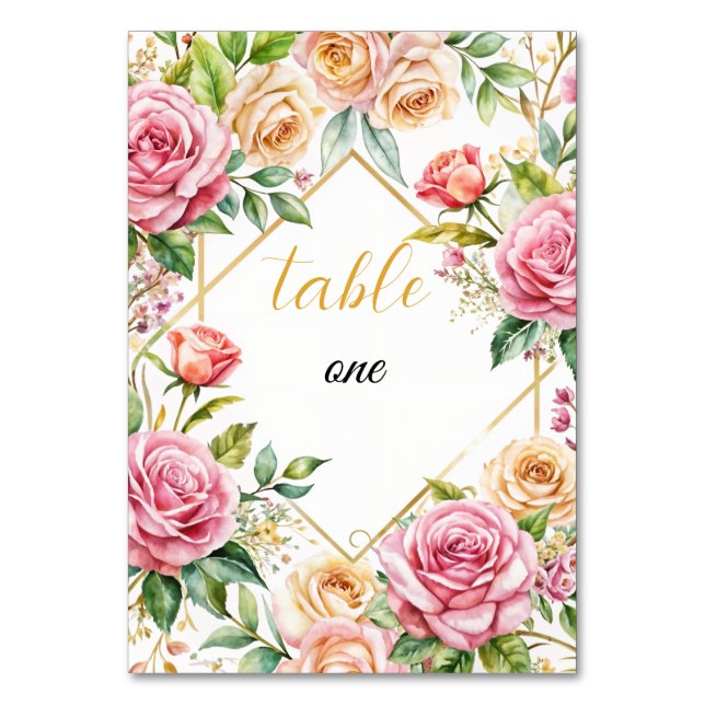 Bordsnumret Romantisk Blommigt Bröllop Bordsnummer (Framsidan)