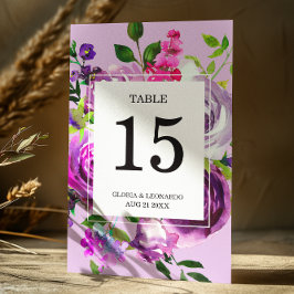 Bordsnumret Romantisk Lila Blommigt Bröllop Bordsnummer