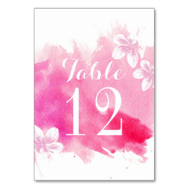 Bordsnumret rosa bröllop i modern vattenfärg bordsnummer