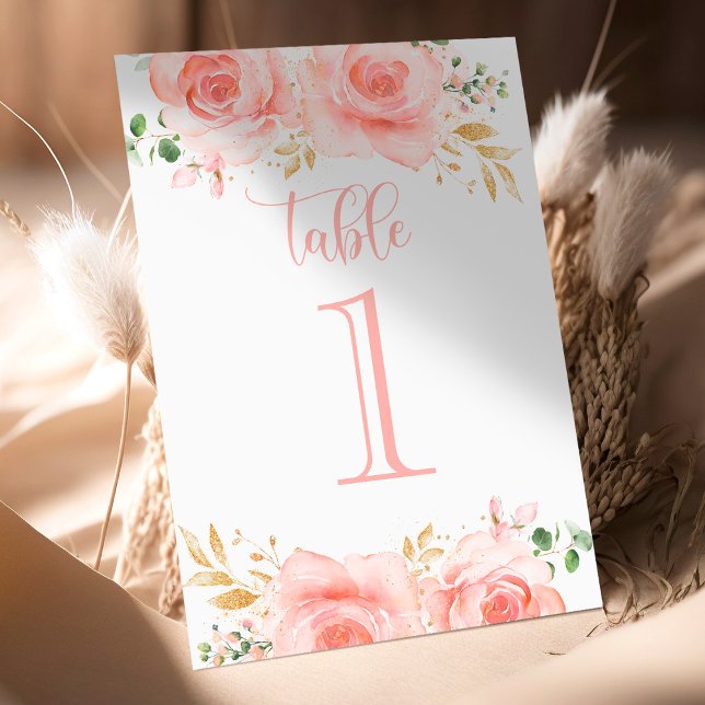 Bordsnumret rosa & Guld Girl Baby Shower (Skapare uppladdad)