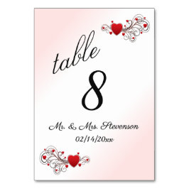 Bordsnumret rosa Hearts Bordsnummer