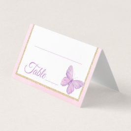 Bordsnumret rosa Lila Butterfly Baby Shower Kort
