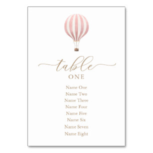 Bordsnumret rosa Luftballong Baby Shower Bordsnummer