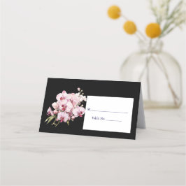 Bordsnumret rosa Orchid Black Guest Place Card Placeringskort
