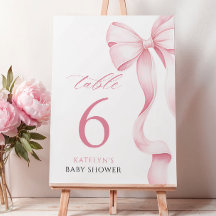 Bordsnumret rosa Ribbon Baby Shower