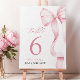 Bordsnumret rosa Ribbon Baby Shower Bordsnummer