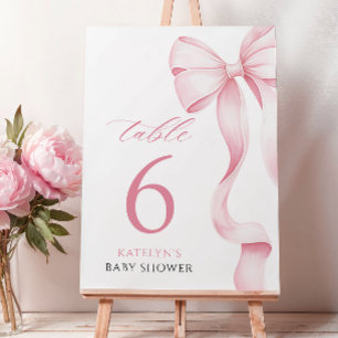 Bordsnumret rosa Ribbon Baby Shower Bordsnummer