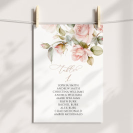 Bordsnumret rosa ros & Grey 1 Sittdiagram Inbjudningar