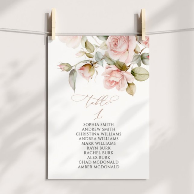 Bordsnumret rosa ros & Grey 1 Sittdiagram Inbjudningar (Skapare uppladdad)
