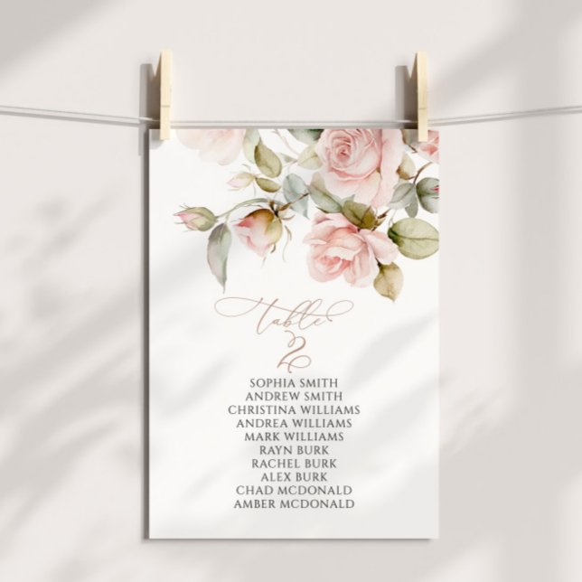 Bordsnumret rosa ros & Grey 2 Sittdiagram Inbjudningar (Skapare uppladdad)