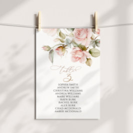 Bordsnumret rosa ros & Grey 3 Sittdiagram Inbjudningar