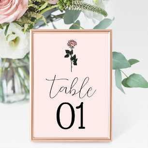 Bordsnumret Rosa ros Monogram Bröllop Bordsnummer
