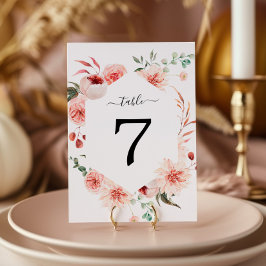 Bordsnumret rosa ros och Peonies Bohemian Bröllop Inbjudningar