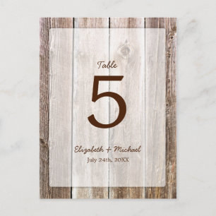 Bordsnumret Rustic Barn Wood Bröllop Vykort