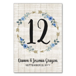 Bordsnumret Rustic Boho Arrows & Blommigt Bröllop Bordsnummer