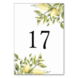 Bordsnumret Rustic Bröllop Lemon Greenery Bordsnummer