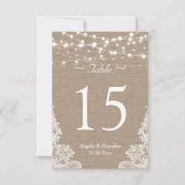 Bordsnumret Rustic Burlap String Ljus Snöre Inbjudningar