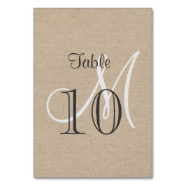 Bordsnumret Rustic Canvas Bröllop Monogram Bordsnummer