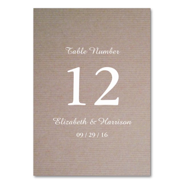 Bordsnumret Rustic Land Kraft Bröllop Bordsnummer (Framsidan)