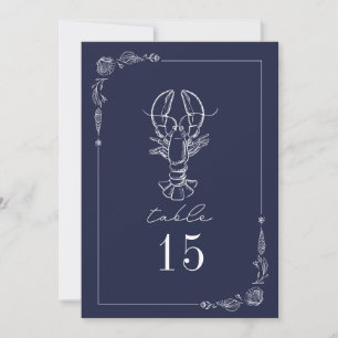 Bordsnumret Rustic Lobster Mörk blått Bröllop Inbjudningar