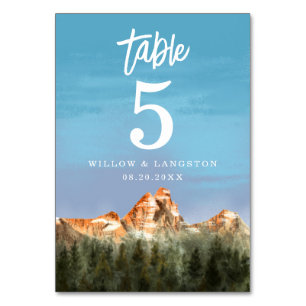 Bordsnumret Rustic Mountain Bröllop Bordsnummer