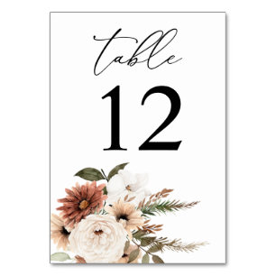 Bordsnumret Rustic Neutralt Boho Blommigt Bordsnummer