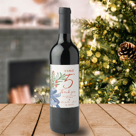 Bordsnumret Rustic Red Berries jul Bröllop Vinflaska Etikett