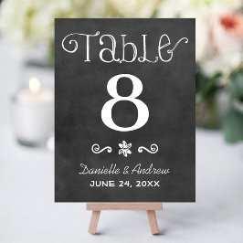 Bordsnumret Rustic Script Chalkboard Bröllop Inbjudningar