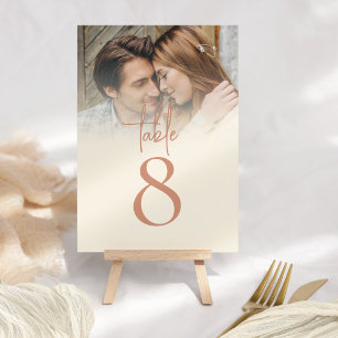 Bordsnumret Rustic Script Photo Terracotta Cream