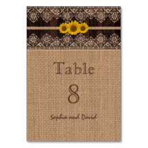 Bordsnumret Rustic Snöre Burlap Wood Bröllop