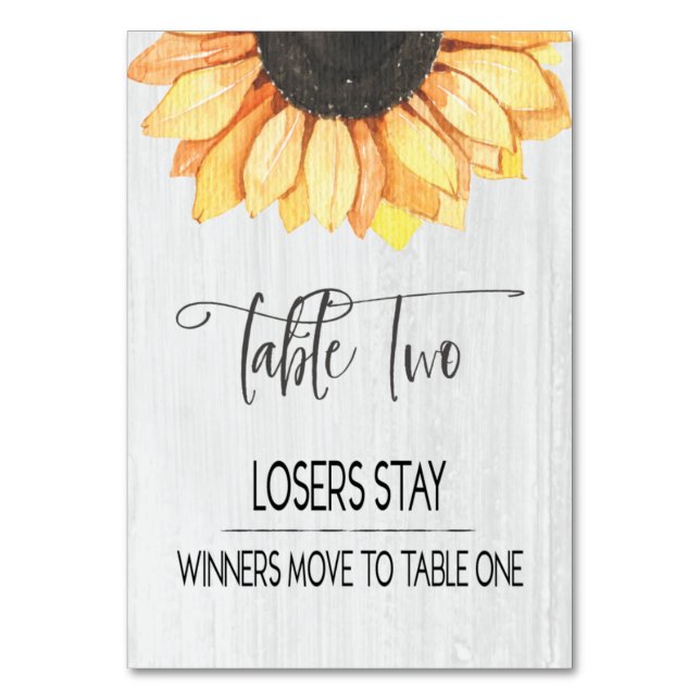 Bordsnumret Rustic Solros Bord 2 Bunco Bordsnummer (Framsidan)