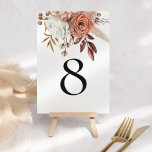 Bordsnumret Rustic Terracotta Autumn Blommigtar<br><div class="desc">Bordsnumret Rustic Terracotta Autumn Blommigts. Vackra,  automatiska blommigtar och gräs i terracotta-gräddens och de  är i toppen. Anpassa bordsnumret enkelt. Samma utformning finns på andra sidan.</div>