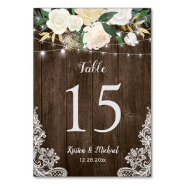 Bordsnumret Rustic Wood Blommigt Snöre Chic Bröllo Bordsnummer