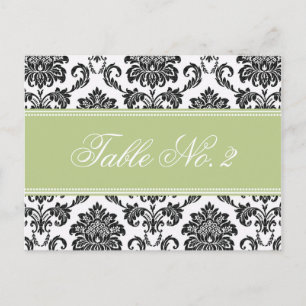 Bordsnumret Sage Damask Wedding Vykort
