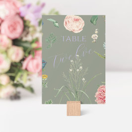 Bordsnumret Sage Grönt Garden Wedding Wedding Bordsnummer