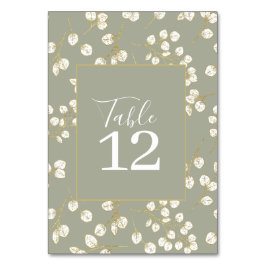 Bordsnumret Sage Grönt Guld Eucalyptus Löv Bordsnummer