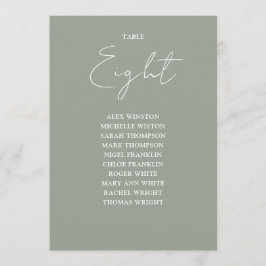 Bordsnumret Sage Grönt Modern sittdiagram Inbjudningar