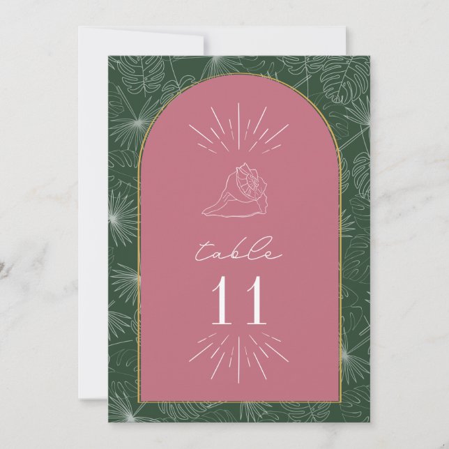 Bordsnumret Seashell Handflatan Beach Wedding Inbjudningar (Framsida)