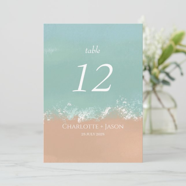 Bordsnumret Seaside Beach Wedding (Stående Fram)