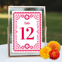 Bordsnumret shock rosa Papel Picado Bröllop